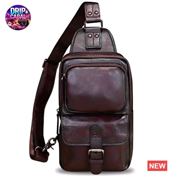 Genuine Leather Crossbody Sling Backpack with Multiple Pockets main image 7